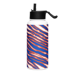 Stainless steel Zubaz water bottle with a straw lid